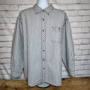 C.E. Schmidt Work Wear Striped Button Down Long Sleeve Shirt 3XL